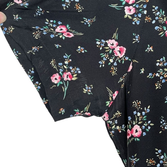Vintage 90’s Erika Cottagecore Black Floral Midi Dress Size Medium - Picture 10 of 13